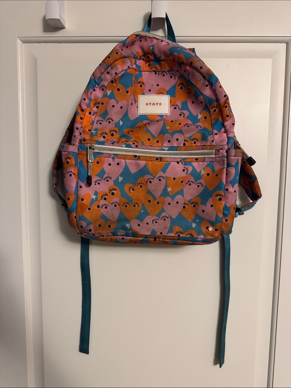 STATE Kids Heart-Print Backpack in Pink, Orange & Teal